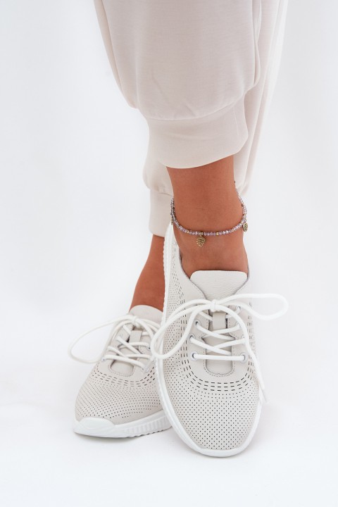 Women's Leather Sports Shoes Vinceza 79532 White