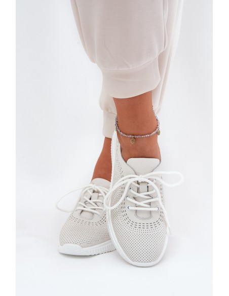 Women's Leather Sports Shoes Vinceza 79532 White