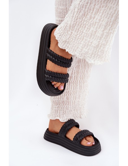 Foam Lightweight Women's Slippers On Platform S.Barski ZK51-001 Black