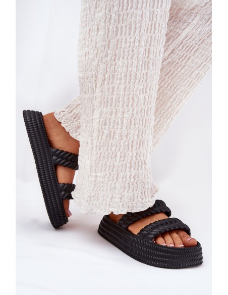 Foam Lightweight Women's Slippers On Platform S.Barski ZK51-001 Black