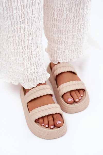 Foam Lightweight Women's Slippers On Platform S.Barski ZK51-001 Beige