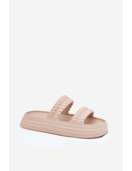 Foam Lightweight Women's Slippers On Platform S.Barski ZK51-001 Beige