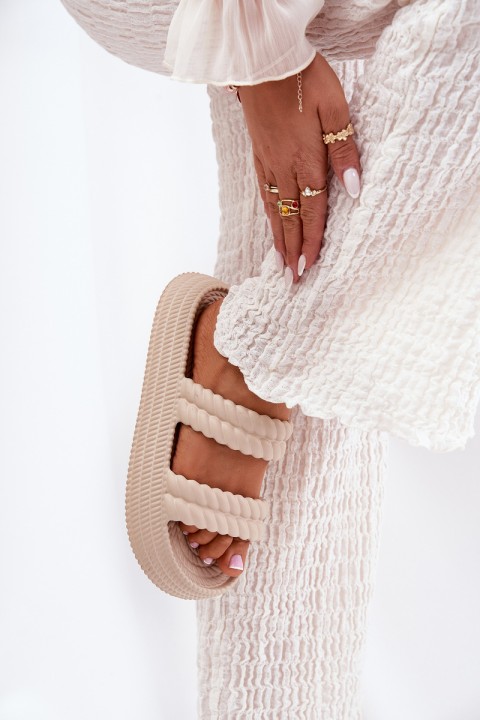 Foam Lightweight Women's Slippers On Platform S.Barski ZK51-001 Beige