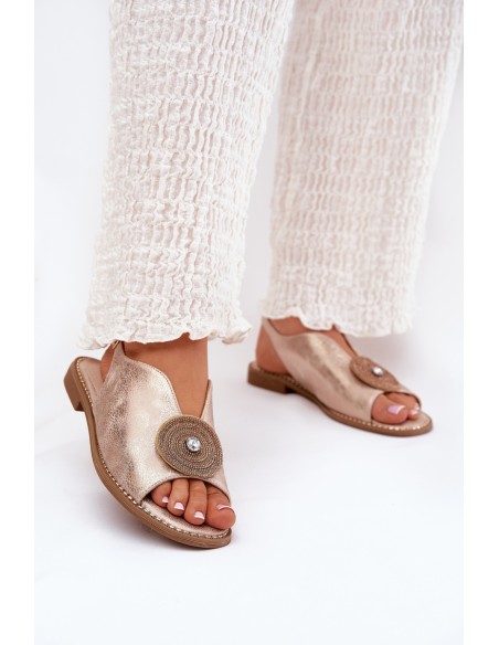 Shimmering Women's Sandals With Decorative Detail S.Barski KV51-012 Rose Gold