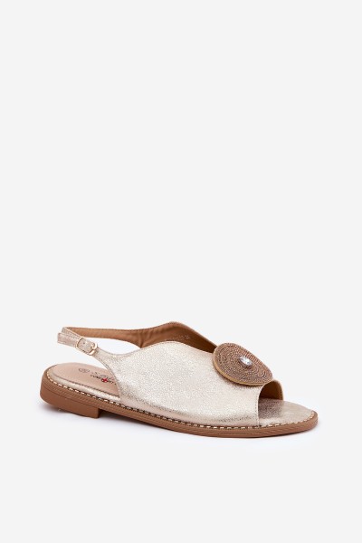 Shimmering Women's Sandals With Decorative Detail S.Barski KV51-012 Gold 2