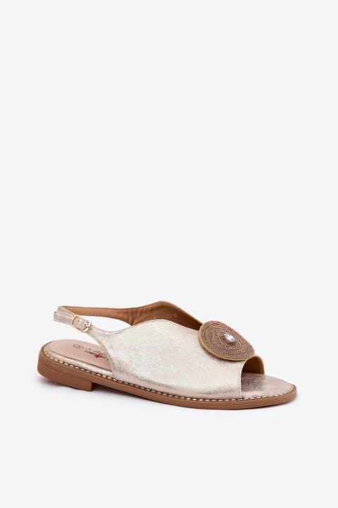 Shimmering Women's Sandals With Decorative Detail S.Barski KV51-012 Gold