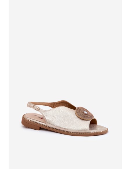 Shimmering Women's Sandals With Decorative Detail S.Barski KV51-012 Gold