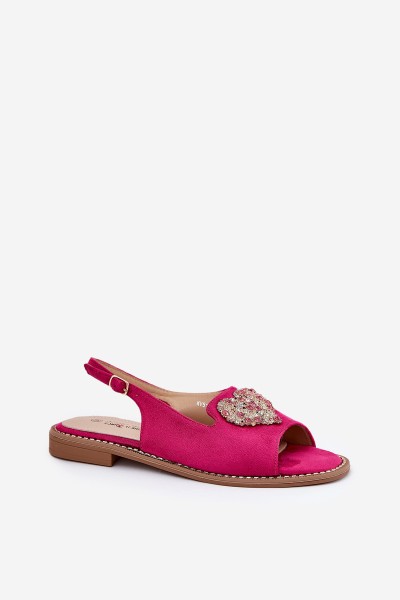 Women's sandals with decorative heart S.Barski KV27-018 fuchsia 2
