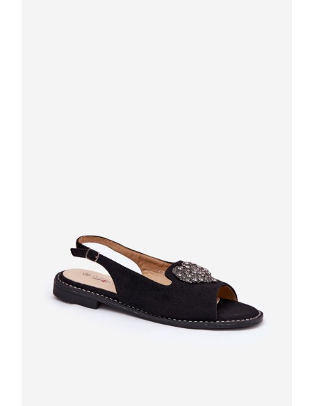 Women's Sandals With Decorative Heart S.Barski KV27-018 Black