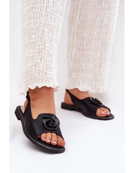 Shiny Women's Sandals With Decoration S.Barski KV51-006 Black