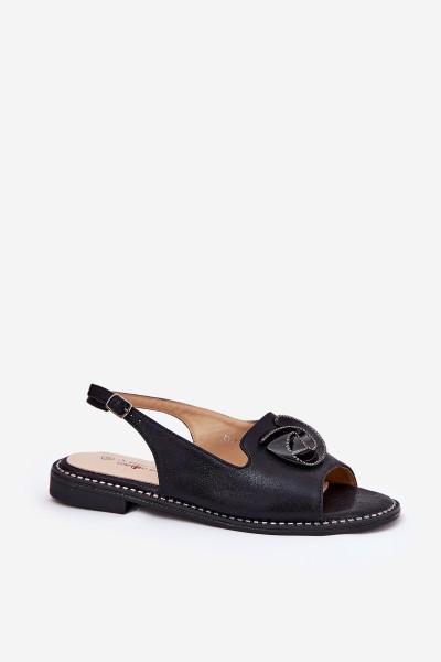 Shiny Women's Sandals With Decoration S.Barski KV51-006 Black 2