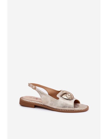 Glistening women's sandals with decoration S.Barski KV51-006 gold