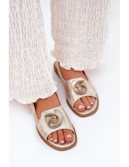 Glistening women's sandals with decoration S.Barski KV51-006 gold