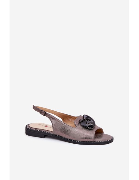 Shimmering Women's Sandals With Decoration S.Barski KV51-006 Gray