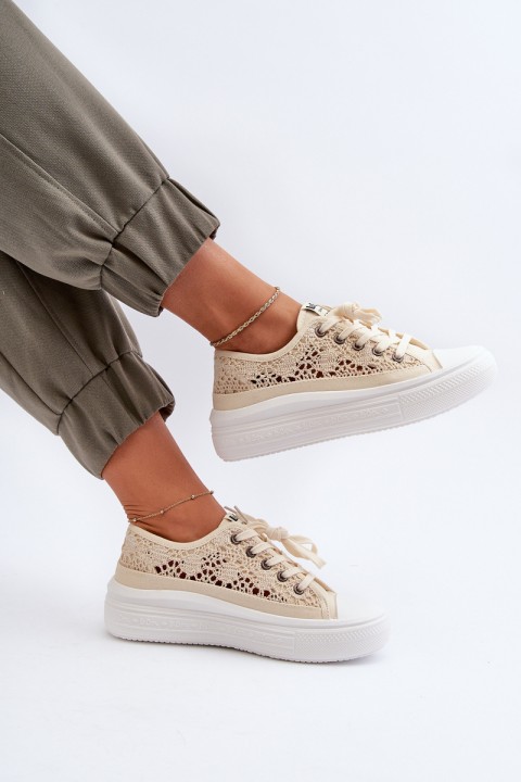 Women's Lace Sneakers Lee Cooper LCW-23-44-1620 Beige