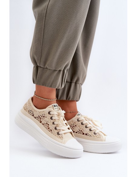 Women's Lace Sneakers Lee Cooper LCW-23-44-1620 Beige