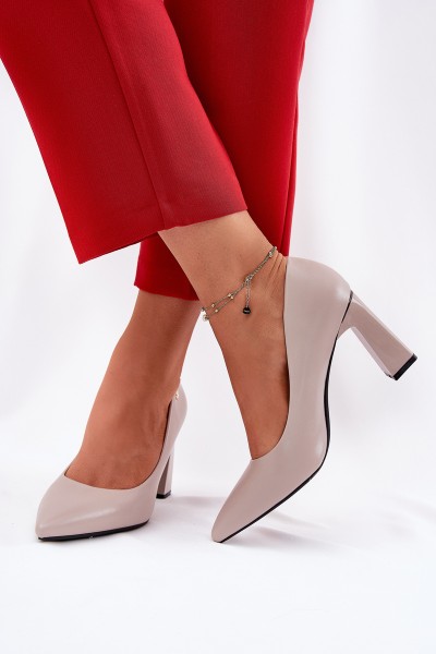 Elegant Heels On Block Heel Vinceza 62221 Gray
