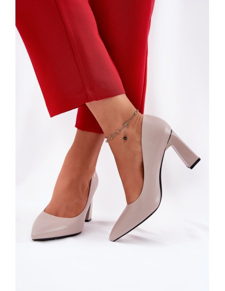 Elegant Heels On Block Heel Vinceza 62221 Gray