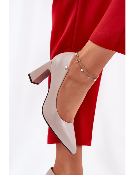 Elegant Heels On Block Heel Vinceza 62221 Gray