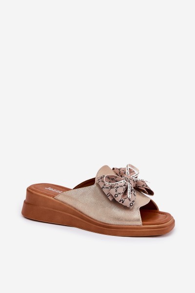 Women's Wedge Sandals With Bow Gold Moonzella 2