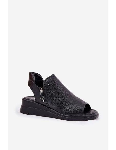 Ladies Wedge Sandals Black Mevinette