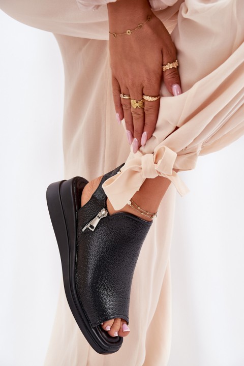 Ladies Wedge Sandals Black Mevinette