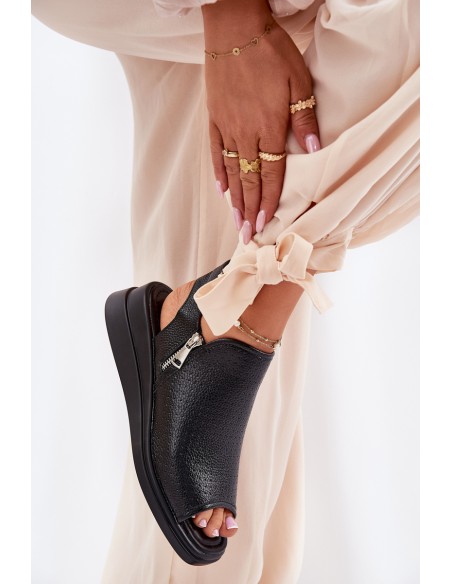 Ladies Wedge Sandals Black Mevinette