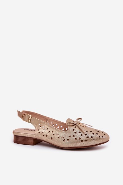 Perforated Ballerinas With Open Heel Gold Navinnia 2