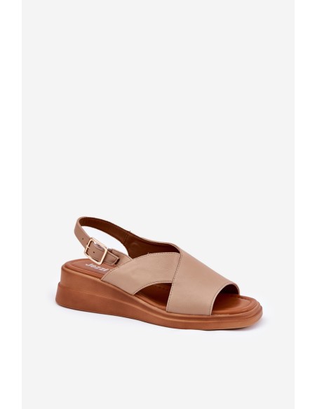 Women's Wedge Sandals Made Of Eco Leather Beige Quilara