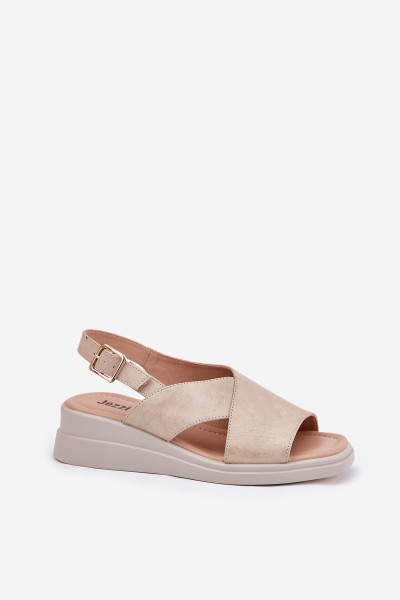 Ladies Wedge Sandals Made Of Eco Leather Golden Quilara 2