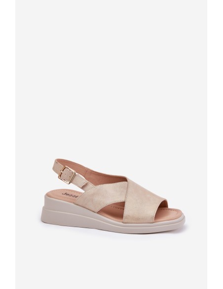 Ladies Wedge Sandals Made Of Eco Leather Golden Quilara