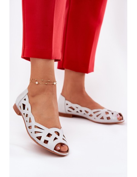 Perforated Ballerinas With Open Toes Silver Calgis