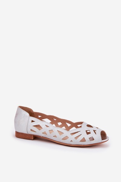 Perforated Ballerinas With Open Toes Silver Calgis 2