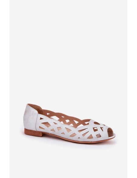 Perforated Ballerinas With Open Toes Silver Calgis