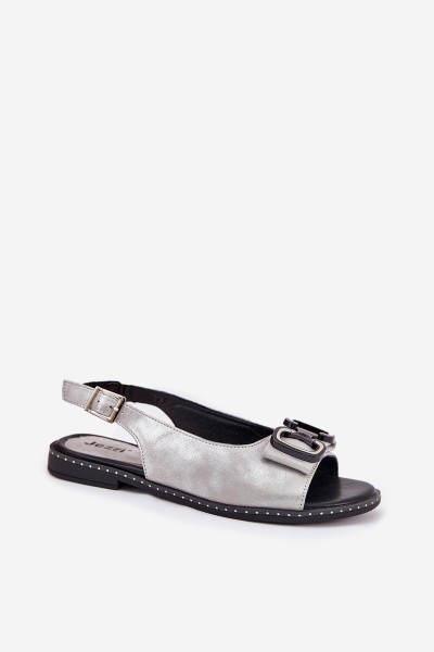 Flat Sandals With Decoration Eco Leather Silver Lilria 2