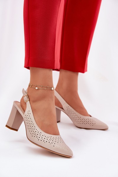 Cutout Sandals With Pointed Toes On A Heel Beige Sergio Leone SK163