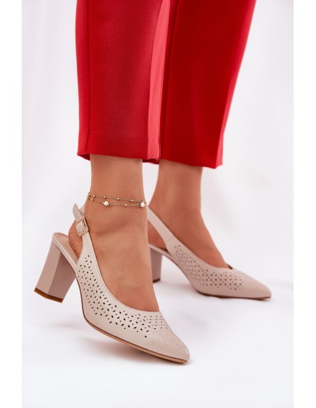 Cutout Sandals With Pointed Toes On A Heel Beige Sergio Leone SK163