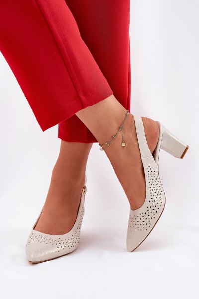 Perforated Sandals With Pointed Toes On A Heel Sergio Leone SK163 Pearl