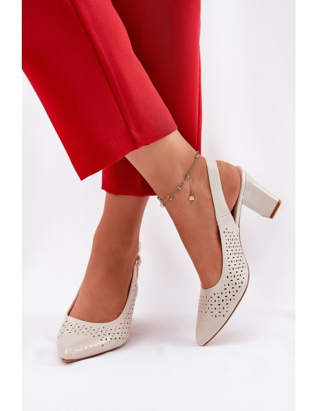 Perforated Sandals With Pointed Toes On A Heel Sergio Leone SK163 Pearl