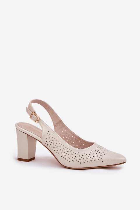 Perforated Sandals With Pointed Toes On A Heel Sergio Leone SK163 Pearl