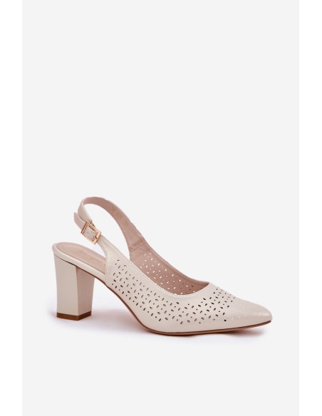 Perforated Sandals With Pointed Toes On A Heel Sergio Leone SK163 Pearl