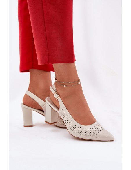 Perforated Sandals With Pointed Toes On A Heel Sergio Leone SK163 Pearl
