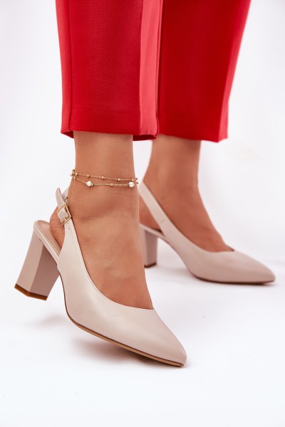 Comfortable Heels On A Block Heel Sergio Leone SK162 Beige