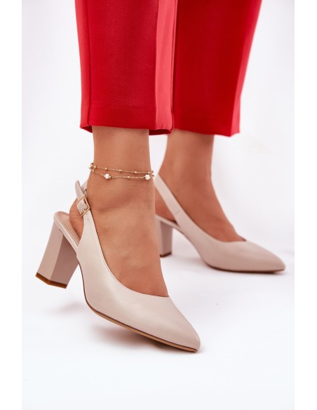 Comfortable Heels On A Block Heel Sergio Leone SK162 Beige