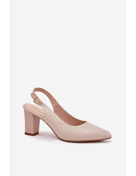 Comfortable Heels On A Block Heel Sergio Leone SK162 Beige