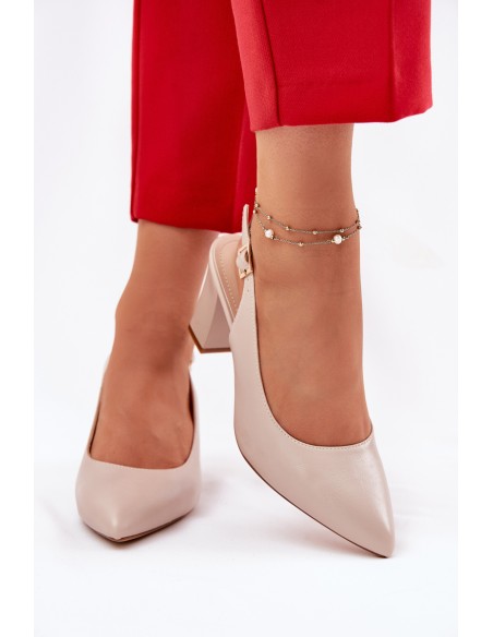 Comfortable Heels On A Block Heel Sergio Leone SK162 Beige