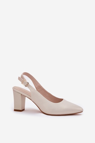 Comfortable Heels On A Block Heel Sergio Leone SK162 Pearly 2