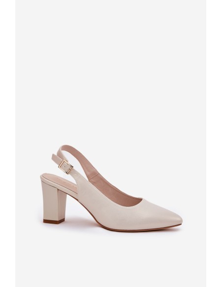 Comfortable Heels On A Block Heel Sergio Leone SK162 Pearly