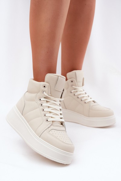 High Women's Sneakers On Platform Beige Tillive