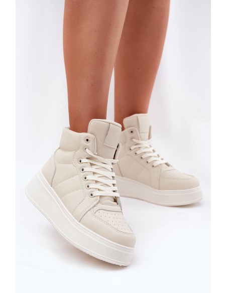 High Women's Sneakers On Platform Beige Tillive